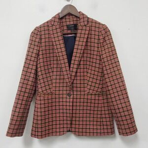 J Crew Womens Academia One Button Parke Blazer Size 4 Plaid Single Breasted
